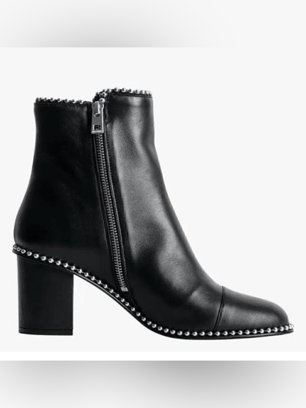 Zadig & Voltaire Lena Studded Leather Ankle Boots Black 37 7 Combat Moto booties